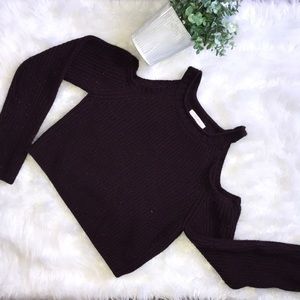 cut out shoulder, deep plum color sweater